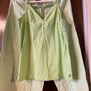 Green Striped Pajama Set